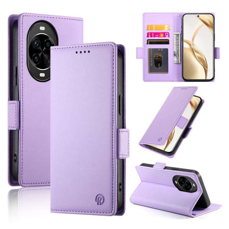 For Huawei nova 14 Pro Side Buckle Magnetic Frosted Leather Phone Case(Purple)