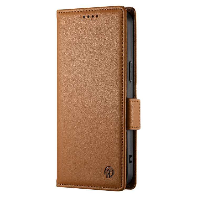 For Huawei nova 14 Pro Side Buckle Magnetic Frosted Leather Phone Case(Brown)