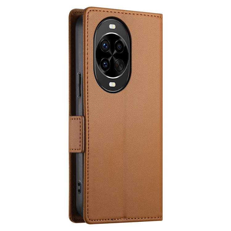 For Huawei nova 14 Pro Side Buckle Magnetic Frosted Leather Phone Case(Brown)