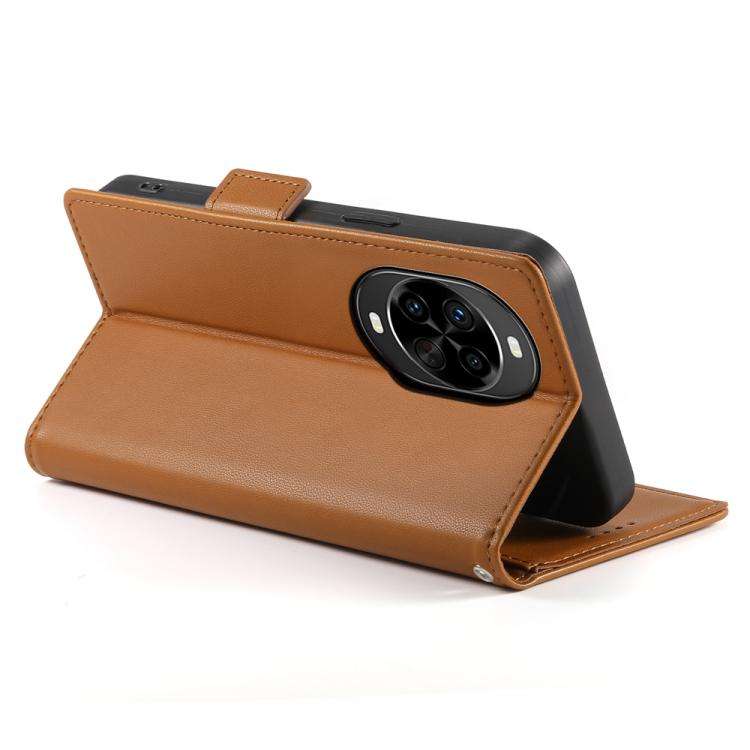 For Huawei nova 14 Pro Side Buckle Magnetic Frosted Leather Phone Case(Brown)