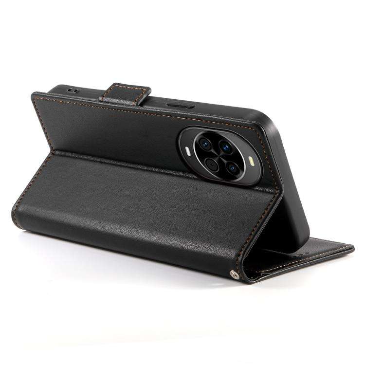 For Huawei nova 14 Side Buckle Magnetic Frosted Leather Phone Case(Black)