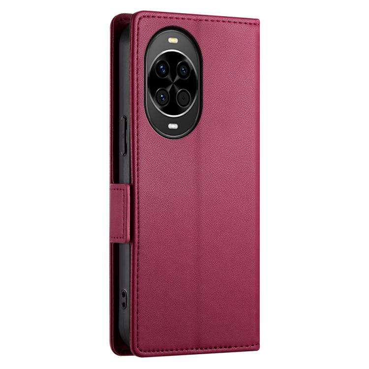 For Huawei nova 14 Side Buckle Magnetic Frosted Leather Phone Case(Wine Red)
