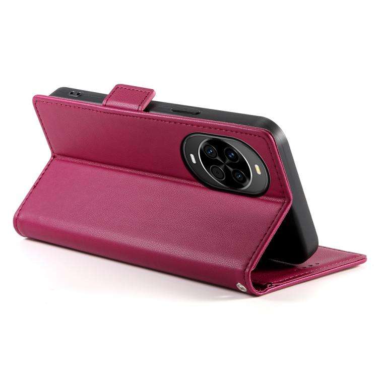 For Huawei nova 14 Side Buckle Magnetic Frosted Leather Phone Case(Wine Red)
