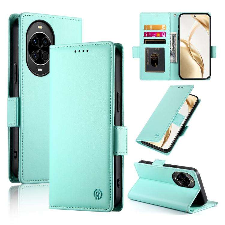 For Huawei nova 14 Side Buckle Magnetic Frosted Leather Phone Case(Mint Green)