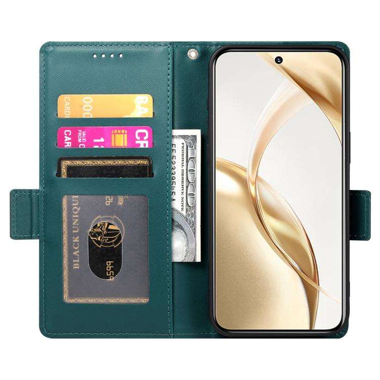 For Huawei nova 14 Side Buckle Magnetic Frosted Leather Phone Case(Dark Green)