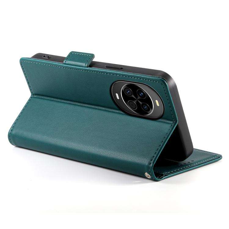 For Huawei nova 14 Side Buckle Magnetic Frosted Leather Phone Case(Dark Green)