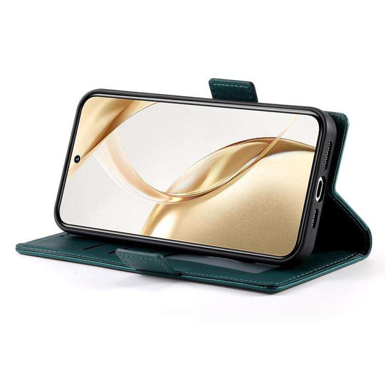 For Huawei nova 14 Side Buckle Magnetic Frosted Leather Phone Case(Dark Green)