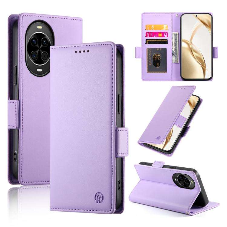 For Huawei nova 14 Side Buckle Magnetic Frosted Leather Phone Case(Purple)