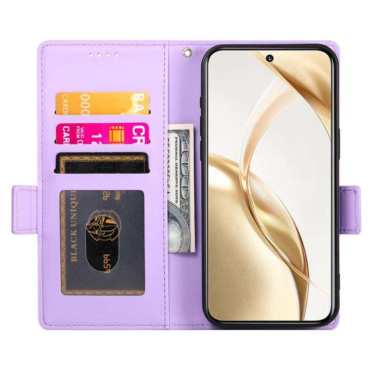 For Huawei nova 14 Side Buckle Magnetic Frosted Leather Phone Case(Purple)