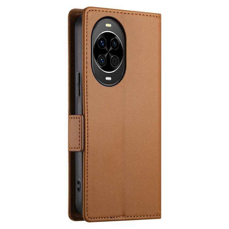 For Huawei nova 14 Side Buckle Magnetic Frosted Leather Phone Case(Brown)