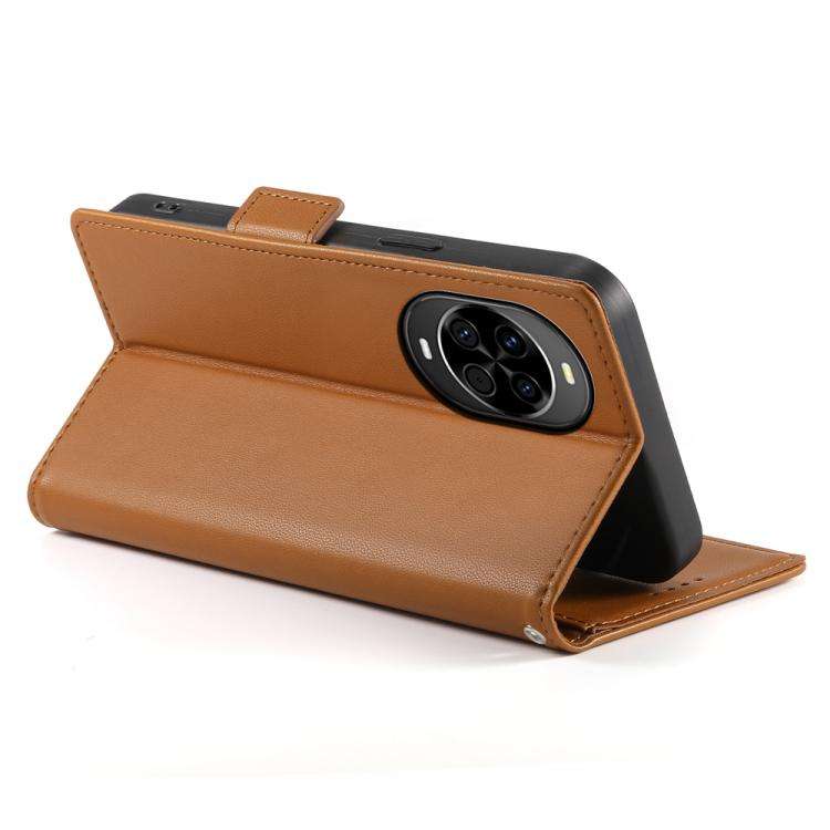 For Huawei nova 14 Side Buckle Magnetic Frosted Leather Phone Case(Brown)