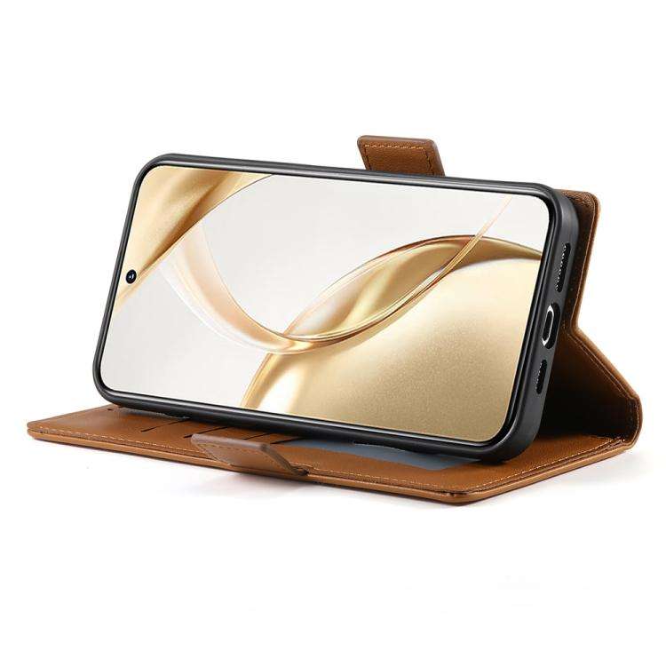 For Huawei nova 14 Side Buckle Magnetic Frosted Leather Phone Case(Brown)