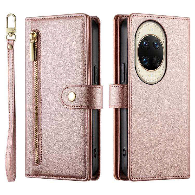 For Huawei nova 14 Ultra Nine Card-slot Zipper Wallet Bag Leather Phone Case(Pink)