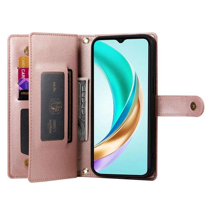 For Huawei nova 14 Ultra Nine Card-slot Zipper Wallet Bag Leather Phone Case(Pink)