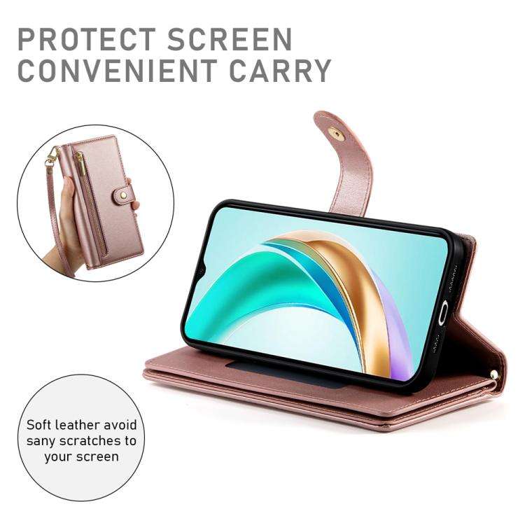 For Huawei nova 14 Ultra Nine Card-slot Zipper Wallet Bag Leather Phone Case(Pink)
