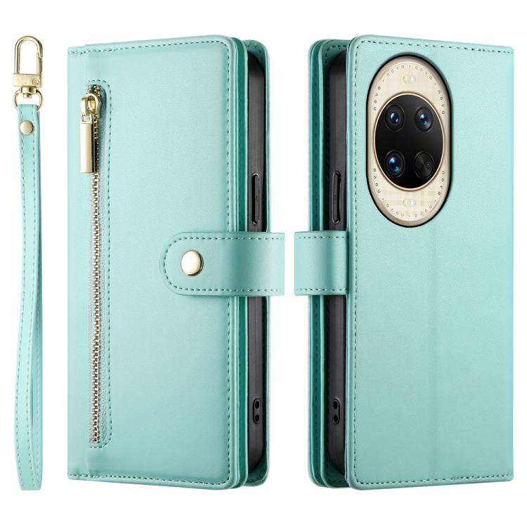 For Huawei nova 14 Ultra Nine Card-slot Zipper Wallet Bag Leather Phone Case(Mint Green)