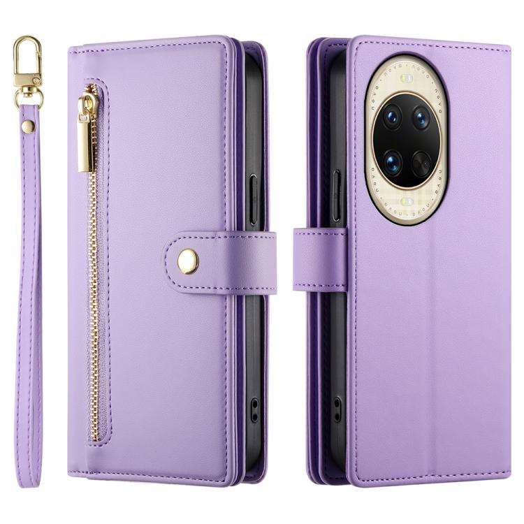For Huawei nova 14 Ultra Nine Card-slot Zipper Wallet Bag Leather Phone Case(Purple)