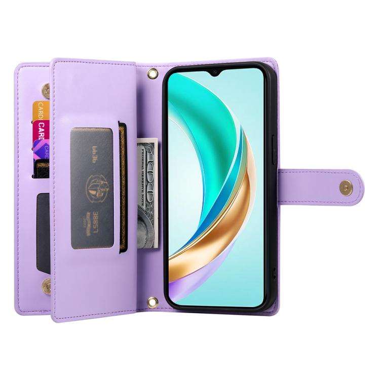 For Huawei nova 14 Ultra Nine Card-slot Zipper Wallet Bag Leather Phone Case(Purple)
