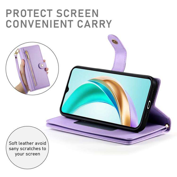 For Huawei nova 14 Ultra Nine Card-slot Zipper Wallet Bag Leather Phone Case(Purple)