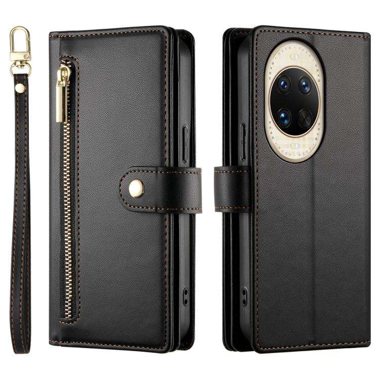 For Huawei nova 14 Ultra Nine Card-slot Zipper Wallet Bag Leather Phone Case(Black)