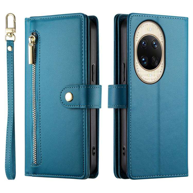 For Huawei nova 14 Ultra Nine Card-slot Zipper Wallet Bag Leather Phone Case(Blue)