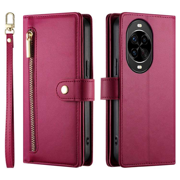 For Huawei nova 14 Pro Nine Card-slot Zipper Wallet Bag Leather Phone Case(Red)