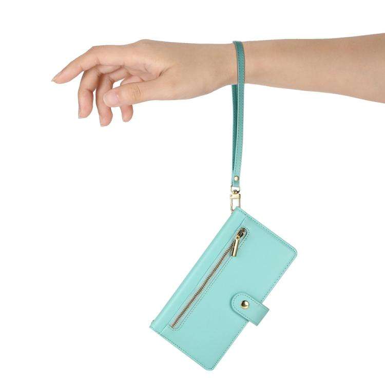 For Huawei nova 14 Pro Nine Card-slot Zipper Wallet Bag Leather Phone Case(Mint Green)