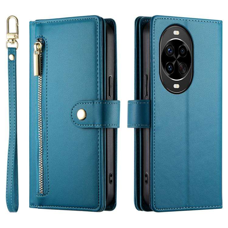 For Huawei nova 14 Pro Nine Card-slot Zipper Wallet Bag Leather Phone Case(Blue)