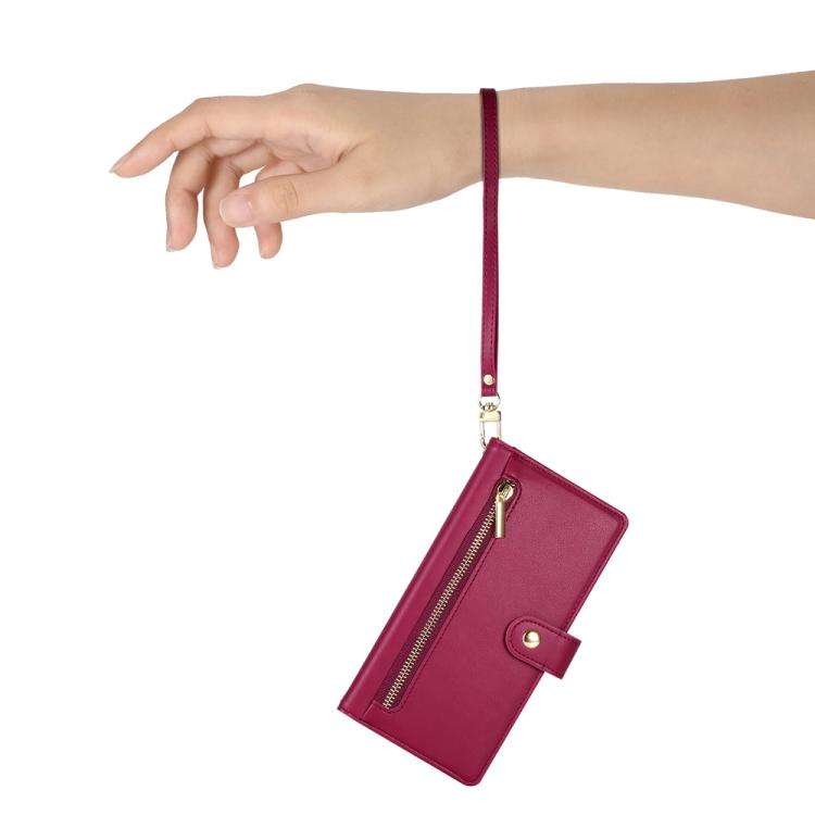 For Huawei nova 14 Nine Card-slot Zipper Wallet Bag Leather Phone Case(Red)