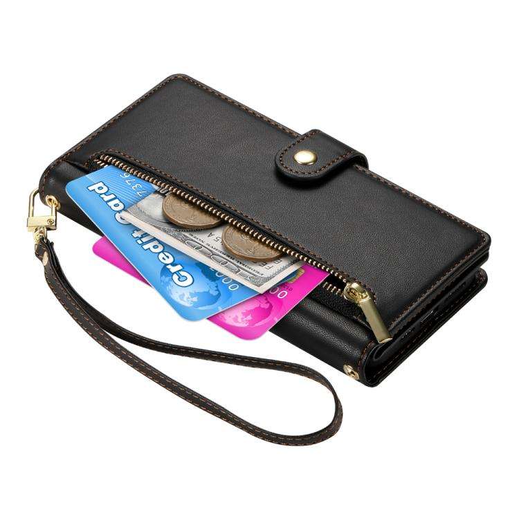 For Huawei nova 14 Nine Card-slot Zipper Wallet Bag Leather Phone Case(Black)