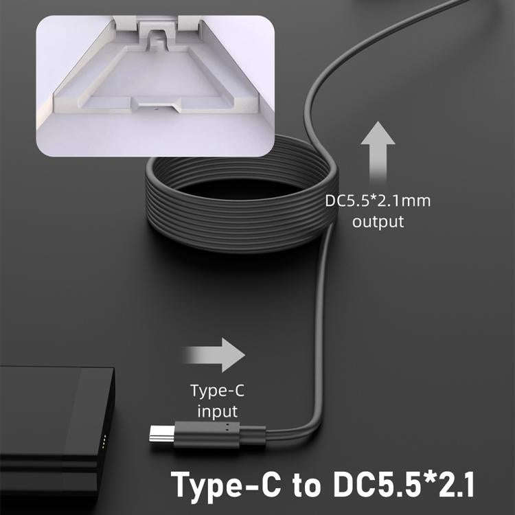 Type-C to DC 5.5x2.1mm 100W Computer Charging Adapter, Length:3m