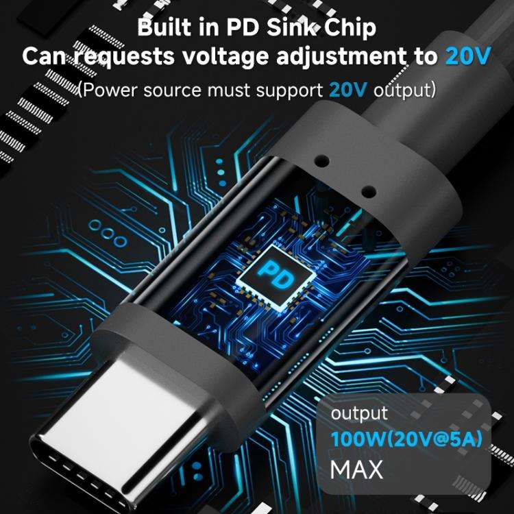 Type-C to DC 5.5x2.1mm 100W Computer Charging Adapter, Length:3m