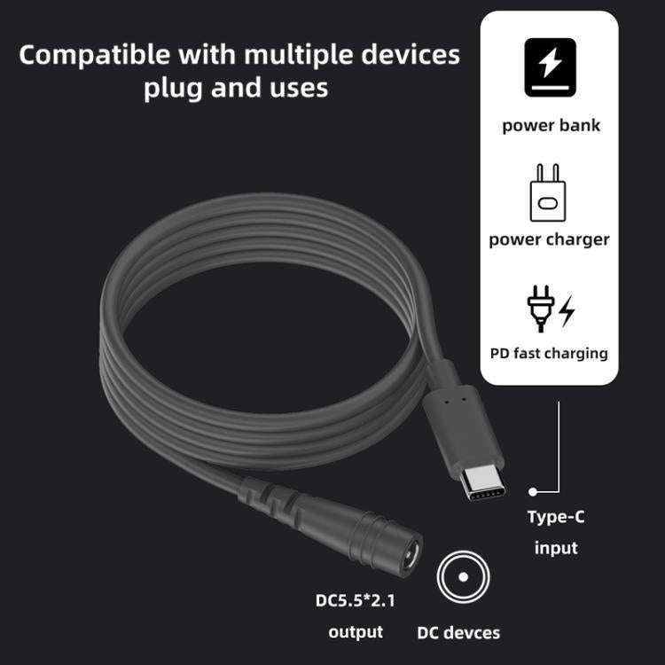 Type-C to DC 5.5x2.1mm 100W Computer Charging Adapter, Length:3m