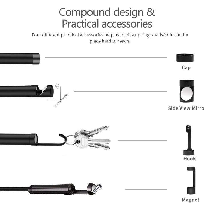 5.5mm 1080P IP68 Waterproof 4.3 inch Screen Single Camera Digital Endoscope, Line Length:2m