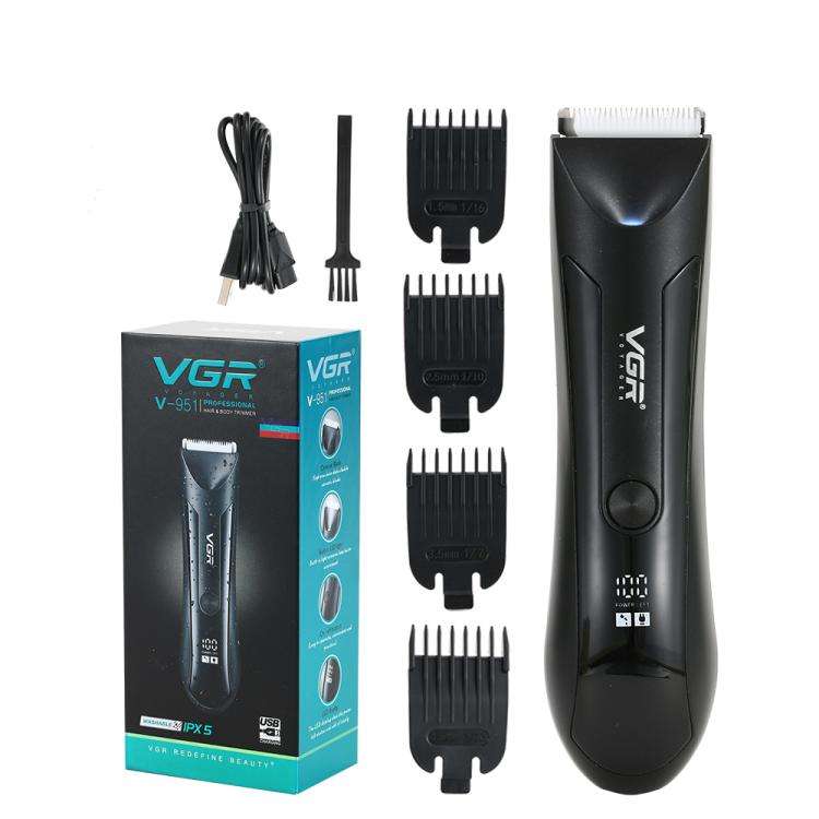 VGR V-951 IPX5 LED Digital Display Portable Light USB Hair Clipper(Black)