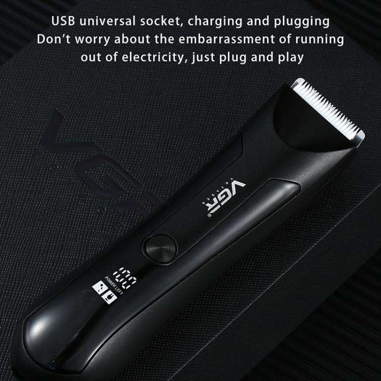 VGR V-951 IPX5 LED Digital Display Portable Light USB Hair Clipper(Black)