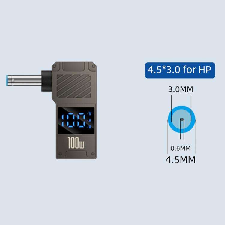 For HP 100W Computer Charging Digital Display Adapter(Type-C to DC4.5x3.0mm)