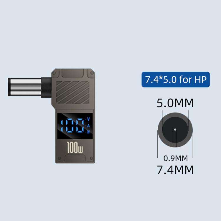 For HP 100W Computer Charging Digital Display Adapter(Type-C to DC7.4x5.0mm)