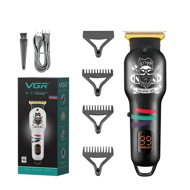 VGR V-971 Graffiti Design LED Digital Display USB Electric Hair Clipper(Black)