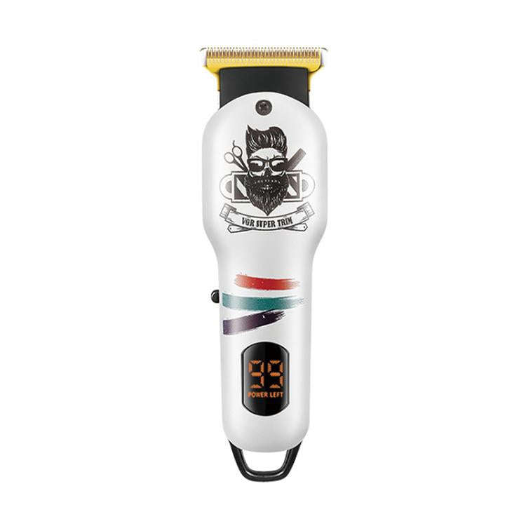 VGR V-971 Graffiti Design LED Digital Display USB Electric Hair Clipper(White)