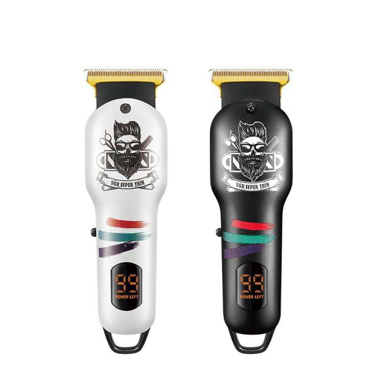 VGR V-971 Graffiti Design LED Digital Display USB Electric Hair Clipper(White)