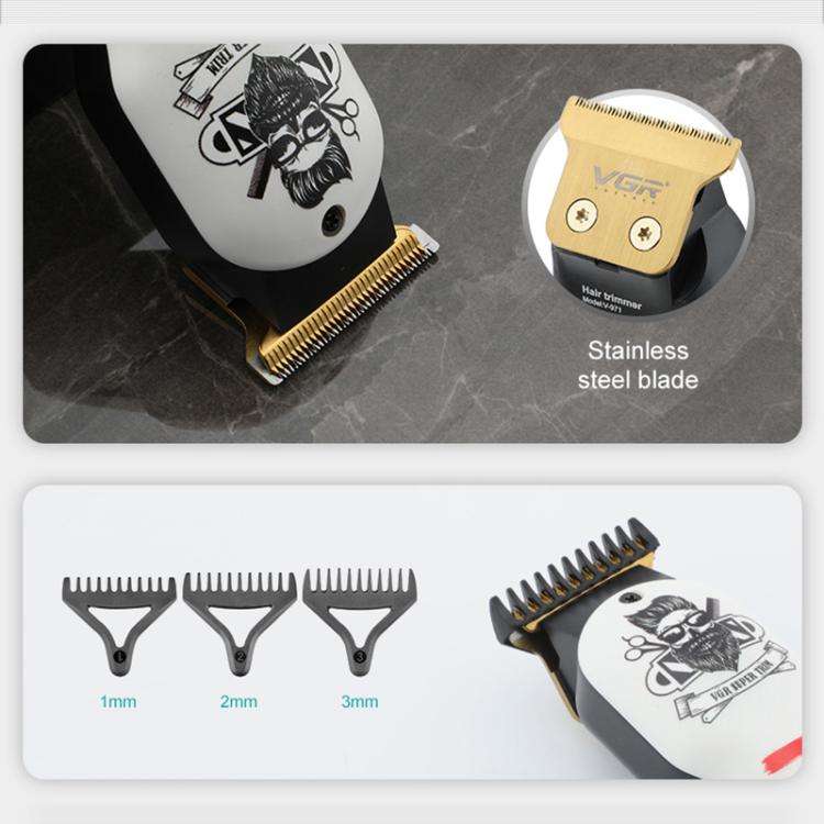 VGR V-971 Graffiti Design LED Digital Display USB Electric Hair Clipper(Black)