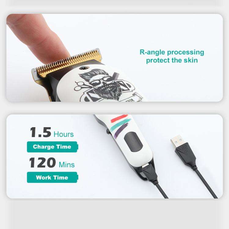 VGR V-971 Graffiti Design LED Digital Display USB Electric Hair Clipper(Black)