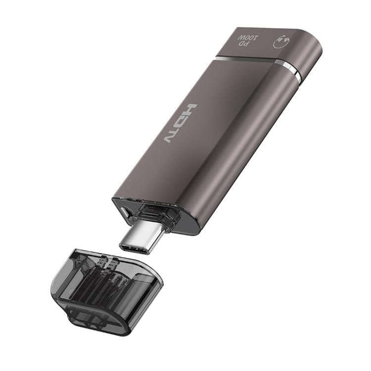 USB-C / Type-C to HDTV, 3.5mm, PD 100W 3 in 1 Multi-function Converter Docking Station(Grey)