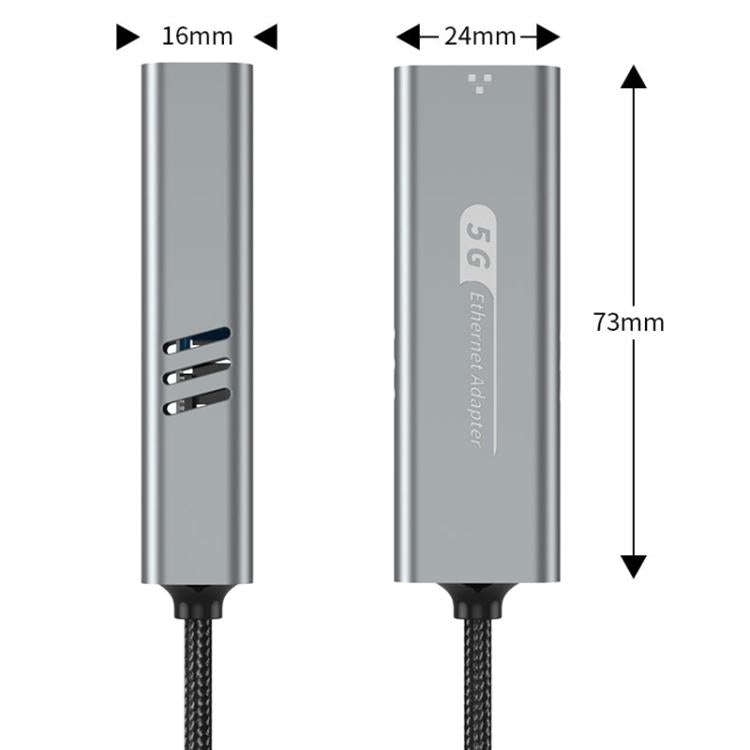 USB-C / Type-C and USB3.0 to RJ45 5G Gigabit Wired Ethernet Network Adapter(Grey)