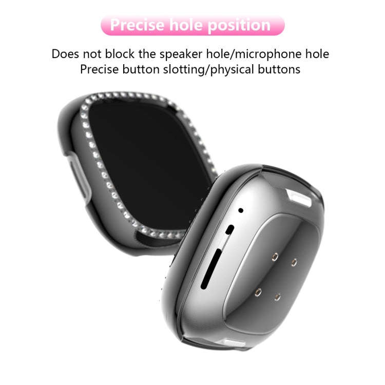 For Fitbit Versa 3 / Versa Sense Single Row Plating Diamonds PC Protective Case(Gray)