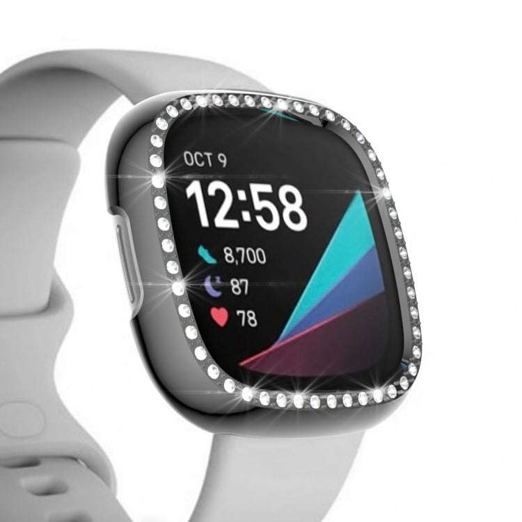 For Fitbit Versa 3 / Versa Sense Single Row Plating Diamonds PC Protective Case(Gray)