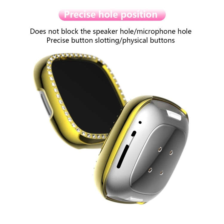 For Fitbit Versa 3 / Versa Sense Single Row Plating Diamonds PC Protective Case(Golden)