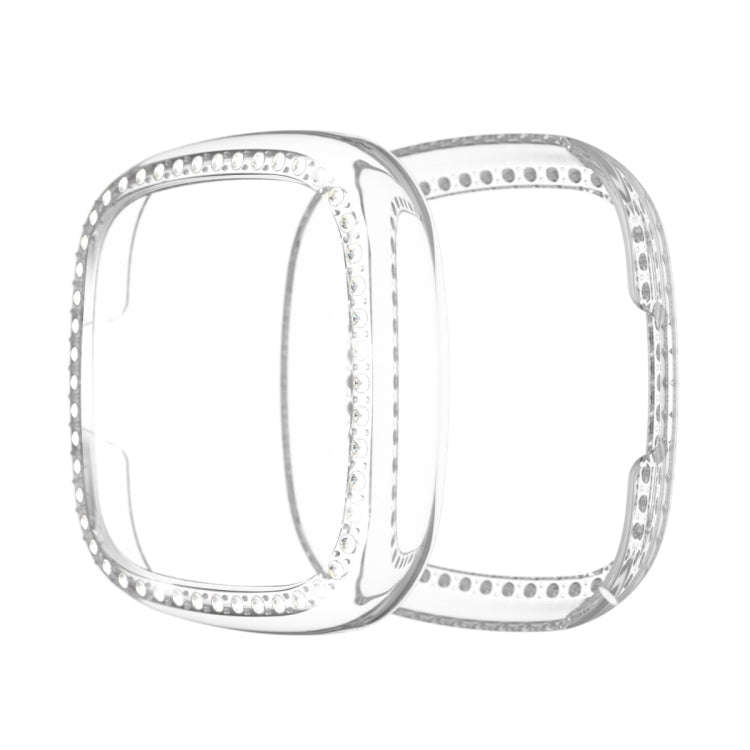 For Fitbit Versa 3 / Versa Sense Single Row Plating Diamonds PC Protective Case(Transparent)