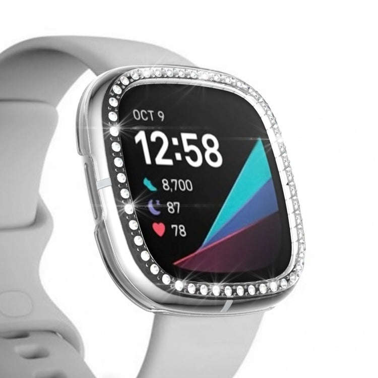 For Fitbit Versa 3 / Versa Sense Single Row Plating Diamonds PC Protective Case(Transparent)